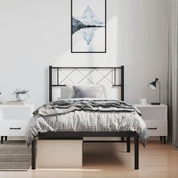 Cadre de lit métal sans matelas avec tête de lit noir 100x190cm 