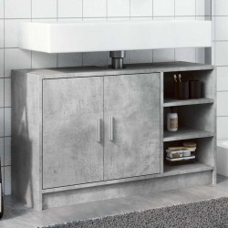 Armoire d'évier gris béton 90x29x55 cm bois d'ingénierie 