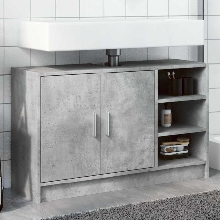 Armoire d'évier gris béton 90x29x55 cm bois d'ingénierie 