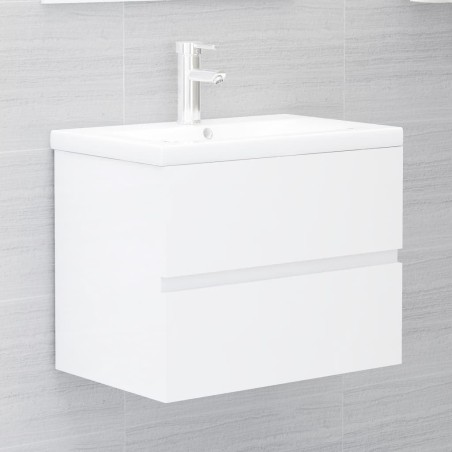 Armoire d'évier Blanc brillant 60x38,5x45 cm Bois d'ingénierie 