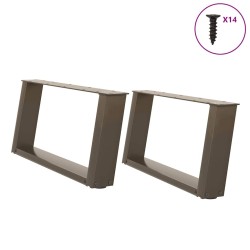 Pieds de table basse en U 2 pièces Acier naturel 60 x (30-31) cm Acier 