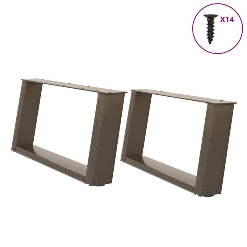Pieds de table basse en U 2 pièces Acier naturel 60 x (30-31) cm Acier 
