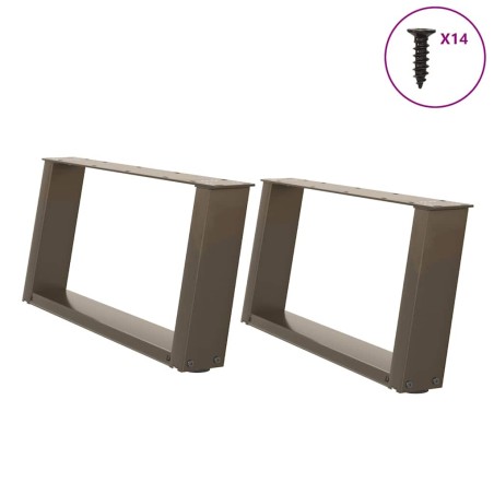 Pieds de table basse en U 2 pièces Acier naturel 60 x (30-31) cm Acier 