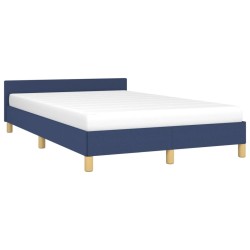 Cadre de lit sans matelas bleu 120x190 cm tissu 