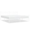 Cadre de lit métal sans matelas et pied de lit blanc 200x200 cm 