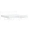 Cadre de lit métal sans matelas et pied de lit blanc 200x200 cm 