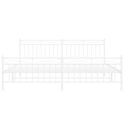 Cadre de lit métal sans matelas et pied de lit blanc 200x200 cm 