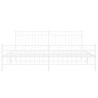 Cadre de lit métal sans matelas et pied de lit blanc 200x200 cm 