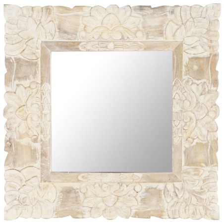 Miroir Blanc 50x50 cm Bois de manguier massif 