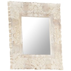 Miroir Blanc 50x50 cm Bois de manguier massif 