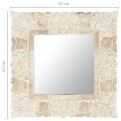 Miroir Blanc 50x50 cm Bois de manguier massif 