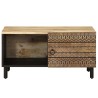 Table basse noir 80x50x40 cm bois de manguier massif brut 