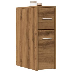 Armoire de salle de bain étroite avec roulettes chêne artisanal 