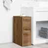 Armoire de salle de bain étroite avec roulettes chêne artisanal 