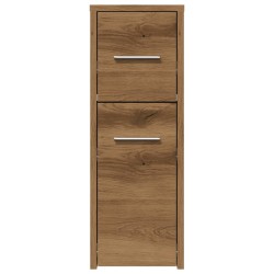 Armoire de salle de bain étroite avec roulettes chêne artisanal 