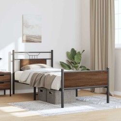 Cadre de lit sans matelas chêne marron 75x190cm bois ingénierie 
