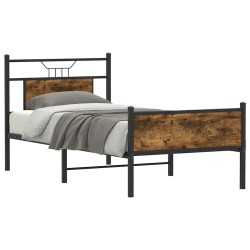 Cadre de lit sans matelas chêne fumé 75x190cm bois d'ingénierie 