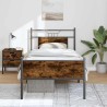 Cadre de lit sans matelas chêne fumé 75x190cm bois d'ingénierie 