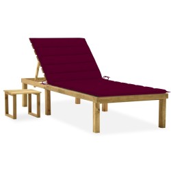Chaise longue de jardin avec table et coussin Pin imprégné 