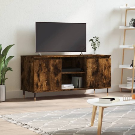 Meuble TV chêne fumé 104x35x50 cm bois d'ingénierie 