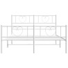 Cadre de lit métal sans matelas et pied de lit blanc 150x200 cm 