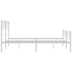 Cadre de lit métal sans matelas et pied de lit blanc 150x200 cm 