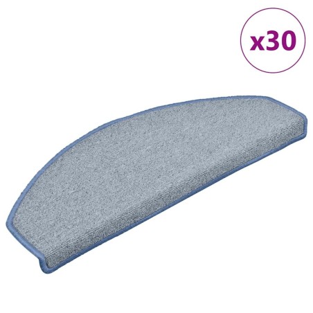 Tapis d'escalier 30 pcs gris clair et bleu 65x24x4 cm 