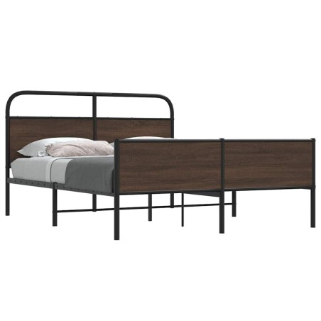 Cadre de lit en métal sans matelas chêne marron 150x200 cm 