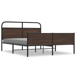 Cadre de lit en métal sans matelas chêne marron 150x200 cm 