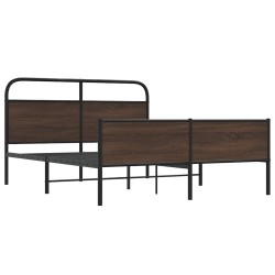 Cadre de lit en métal sans matelas chêne marron 150x200 cm 