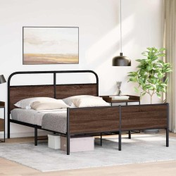 Cadre de lit en métal sans matelas chêne marron 150x200 cm 