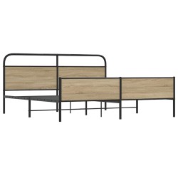 Cadre de lit en métal sans matelas chêne fumé 150x200 cm 