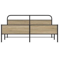 Cadre de lit en métal sans matelas chêne fumé 150x200 cm 