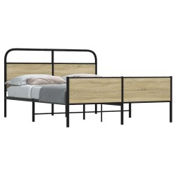 Cadre de lit en métal sans matelas chêne sonoma 150x200 cm 