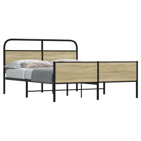 Cadre de lit en métal sans matelas chêne sonoma 150x200 cm 