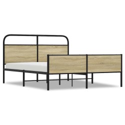 Cadre de lit en métal sans matelas chêne sonoma 150x200 cm 