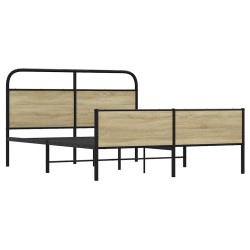 Cadre de lit en métal sans matelas chêne sonoma 150x200 cm 