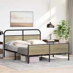 Cadre de lit en métal sans matelas chêne sonoma 150x200 cm 