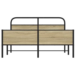 Cadre de lit en métal sans matelas chêne sonoma 150x200 cm 