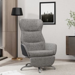 Chaise de relaxation avec repose-pieds Gris clair Tissu 