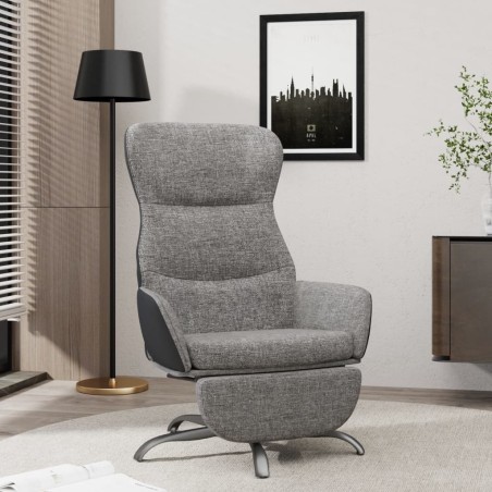 Chaise de relaxation avec repose-pieds Gris clair Tissu 