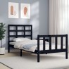 Cadre de lit sans matelas noir bois de pin massif 