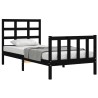 Cadre de lit sans matelas noir bois de pin massif 