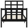 Cadre de lit sans matelas noir bois de pin massif 