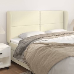 Tête de lit avec oreilles Crème 163x23x118/128 cm Similicuir 
