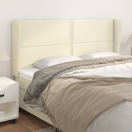 Tête de lit avec oreilles Crème 163x23x118/128 cm Similicuir 