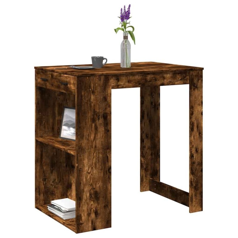 Table de bar chêne fumé 102x70x103,5 cm bois d'ingénierie 