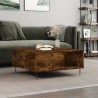 Table basse chêne fumé 80x80x36,5 cm bois d'ingénierie 
