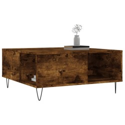 Table basse chêne fumé 80x80x36,5 cm bois d'ingénierie 