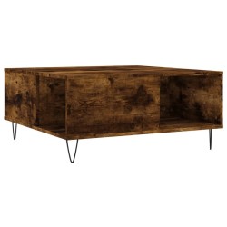 Table basse chêne fumé 80x80x36,5 cm bois d'ingénierie 